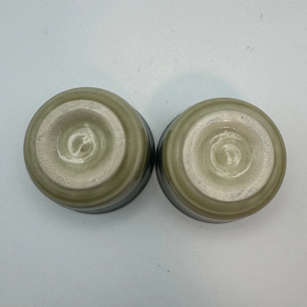 Vintage Kotobuki Japan Porcelain sake Carafe Cups Green Drip Glaze Asian Pottery